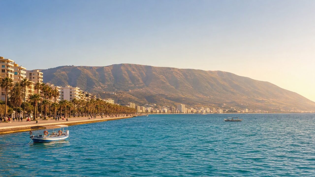 Lungomare di Vlorë con le barche dei tour nella baia — guida ai prezzi