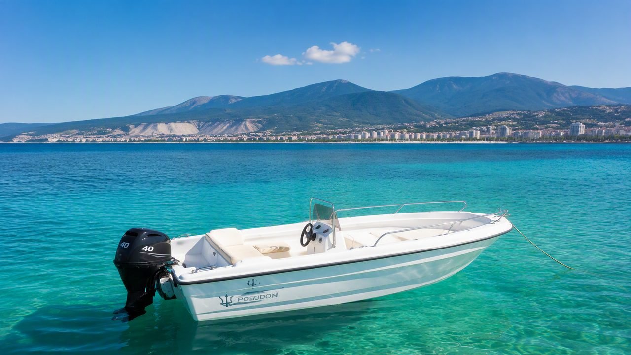 Gommone noleggiato senza patente nautica nella baia di Vlorë vicino a Sazan